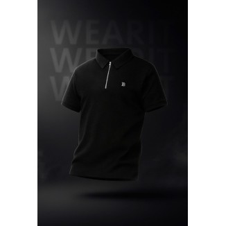 Premium Polo Zipper Shirt – Embossed Fabric