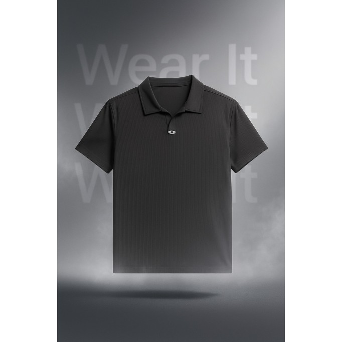 Old Money Embossed Casual Collar T-Shirt – Premium Comfort & Timeless Style