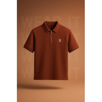Premium Polo Zipper Shirt – Embossed Fabric