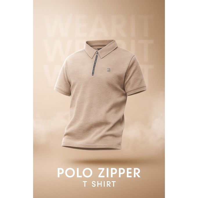 Premium Polo Zipper Shirt – Embossed Fabric